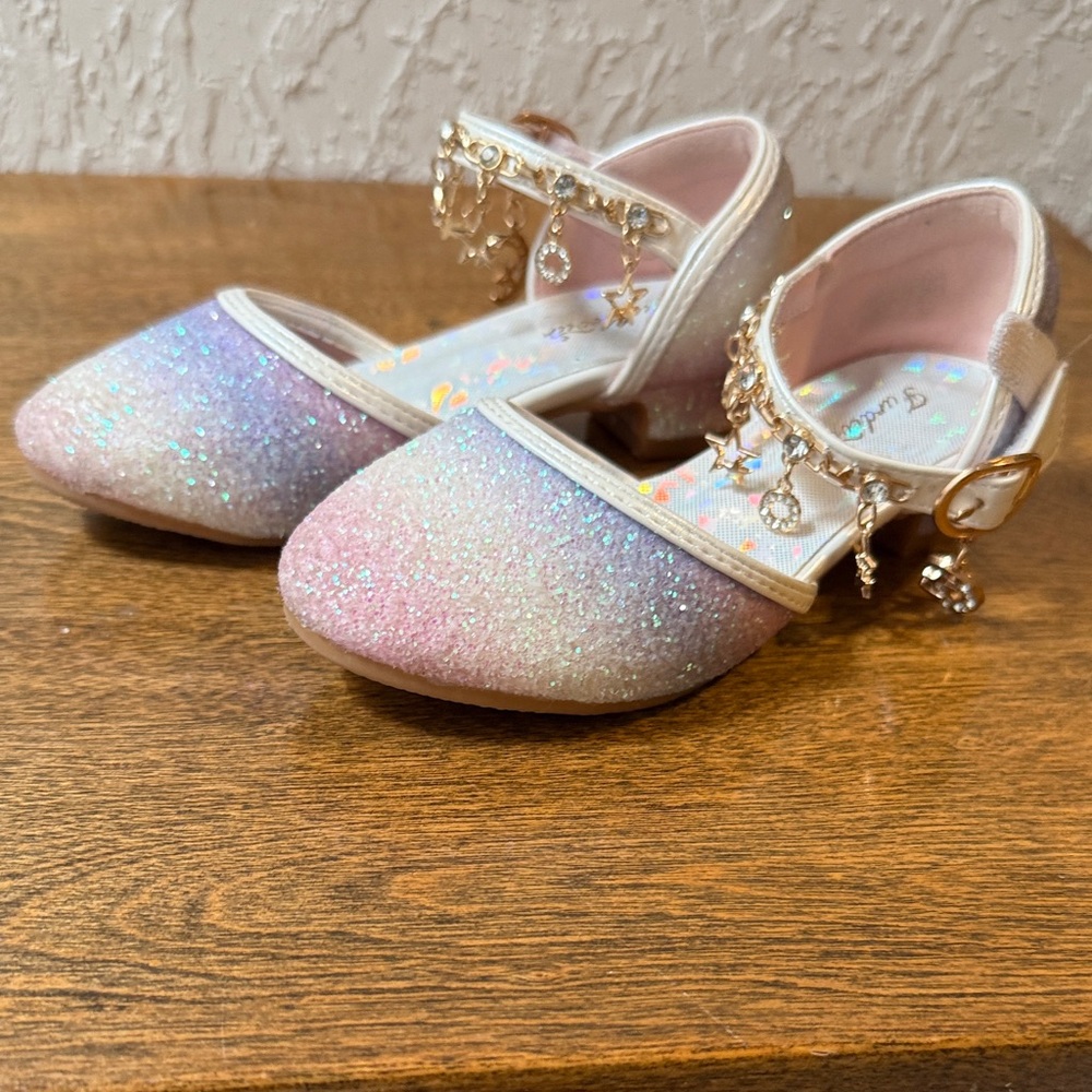 Glittery Pink and Purple Kids Dress Shoes